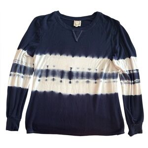 Truself Tie Dye White and Blue Long Sleeve Top